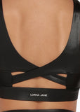 Wet Look Sports Bra Black