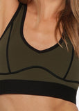 Contrast Racer Sports Bra Luxury Green