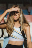 Drive Crop - Black Stripe Blush