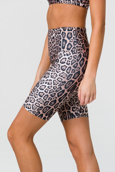 High Rise Biker Short Leopard