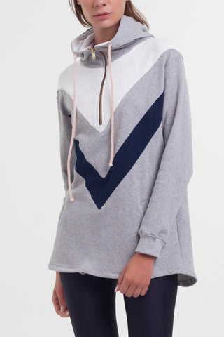 Swift Hoodie - Navy Grey White