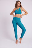 High Rise Rib Legging - Aquamarine