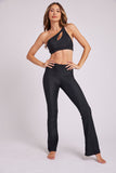 High Rise Rib Studio Flare Leg Pant - Black