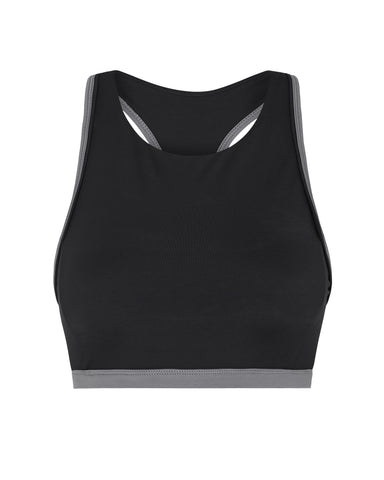 Alyssa High Neck Sports Bra - Black / Grey