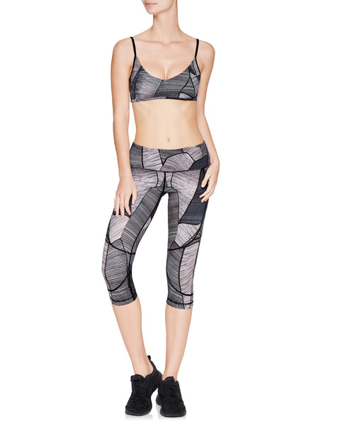 Riley Knee Crop Compression Tight Midnight Palm