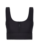 Kara Zipped Sports Bra - Black with Mesh