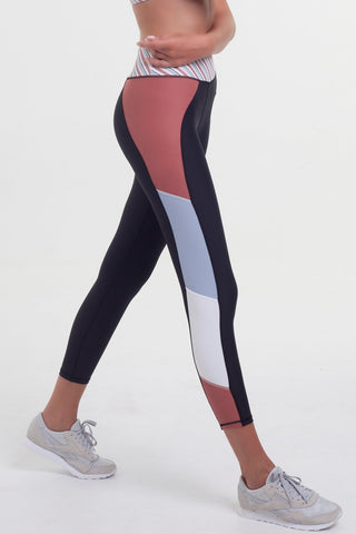 Whirl 7/8 Legging - Black Dusty Stripe