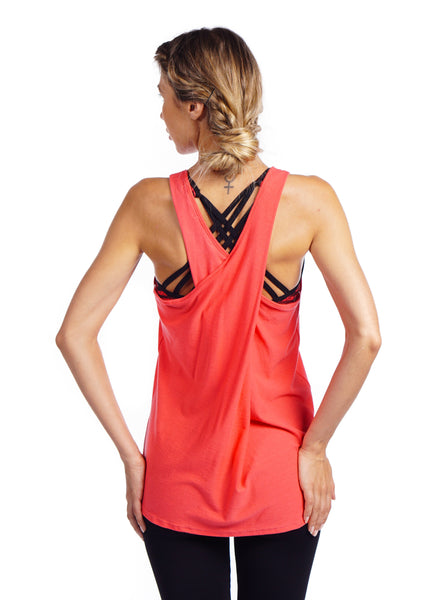 Chase Drape Back Tank - Pink Ruby