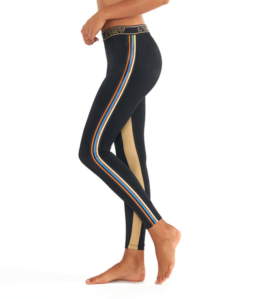 Disco City Stripe Legging - Black Shiny