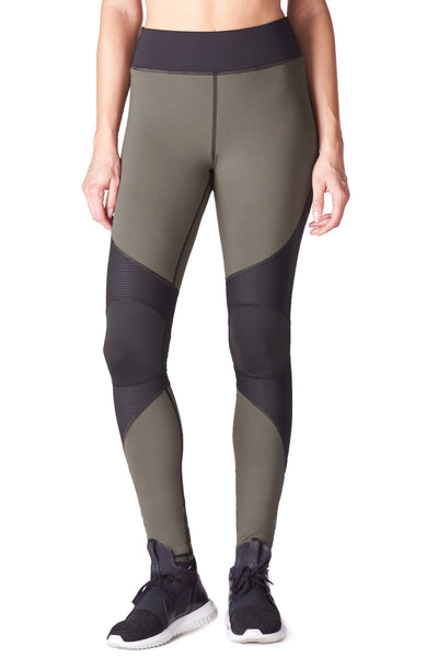 Moto Zip Legging - Olive with Black