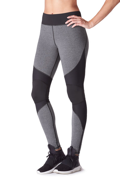 Moto Zip Legging - Heather Grey / Black