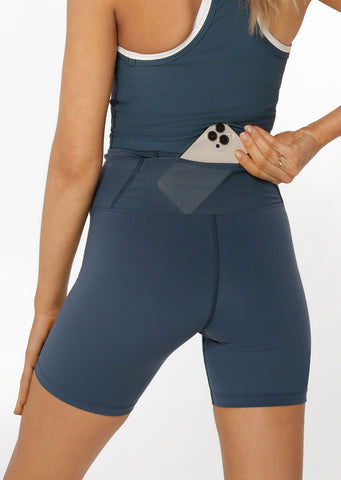 Mesh Phone Pocket Bike Short - Pale Indigo