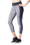 Stardust Crop Legging W/ Pocket - Heather Grey / Cobalt Blue