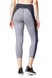 Stardust Crop Legging W/ Pocket - Heather Grey / Cobalt Blue